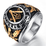 Master Mason Men's Silver colour Gold colour Stainless Steel Masonic Ring - The Jewellery Supermarket