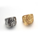 Gold And Silver Colour Embossed Stamped Masonic 316L Stainless Steel Ring - The Jewellery Supermarket