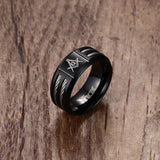 Black Stainless Steel With Wire Vintage Masonic Rings for Men - The Jewellery Supermarket