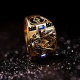 Gold Color Titanium Big Vintage Black Stainless Steel Masonic Rings For Men - The Jewellery Supermarket