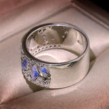 Handmade Enamel Blue Flower AAA+ Zircon Crystals Ring and Earrings - The Jewellery Supermarket