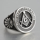 New 3 Colour Silver Blue Masonic Stainless Steel Signet Rings - The Jewellery Supermarket