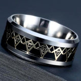 Gold, Blue or Black Colour Masonic Stainless Steel Titanium Rings - The Jewellery Supermarket