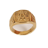 Best Offer - Gold Tone 316L Stainless Steel Masonic Men's Ring - The Jewellery Supermarket