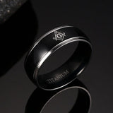 Splendid 100% Titanium Carbide Masonic Black Men's Ring - The Jewellery Supermarket
