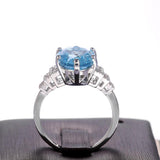 Light Sky Blue Solitaire Band Oval Stone AAA+ Cubic Zirconia Diamonds Luxury Jewelry - The Jewellery Supermarket