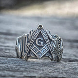 Stainless Steel Masonic Symbol Freemason Ring - The Jewellery Supermarket