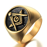 Best Offers - 316L Stainless Steel Masonic Gold Tone Ring - The Jewellery Supermarket