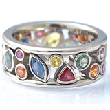 Fancy Stylish Colorful Women Hollow Out Geometric Stone Ring