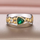 Unique Triangular Green AAA CZ Crystal Fashion Finger Ring - The Jewellery Supermarket