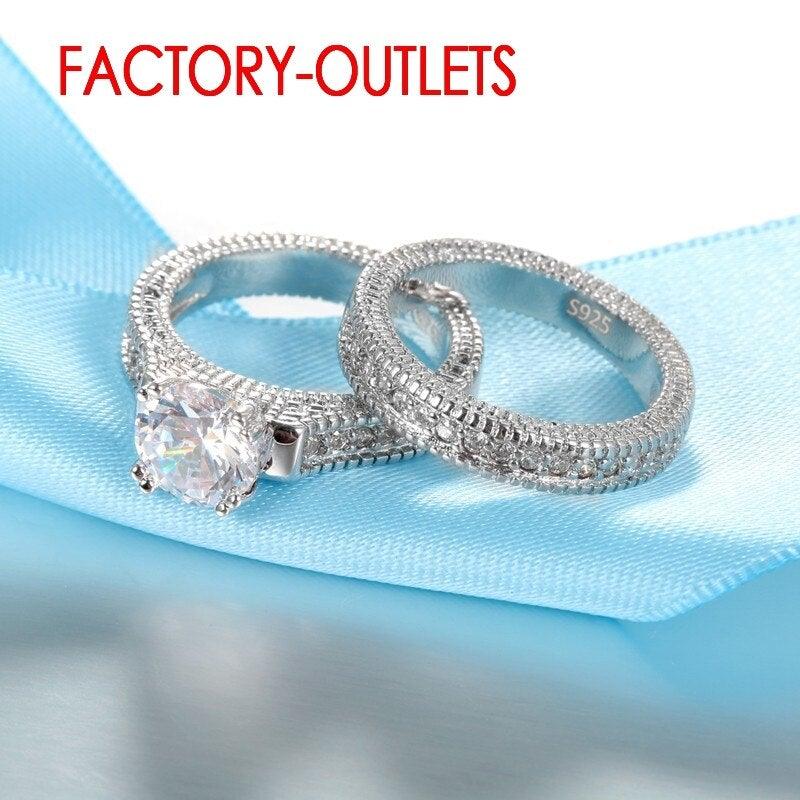 Romantic Silver Colour AAA+ Cubic Zirconia Diamonds Prong Setting Wedding Ring - The Jewellery Supermarket