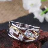 Beautiful AAA Cubic Zirconia Crystals Two Tone Cirrus Twist Winding Ring