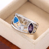 Trendy Hollow-out Colorful White/Blue/Purple AAA Zircon Crystals Fine Ring - The Jewellery Supermarket