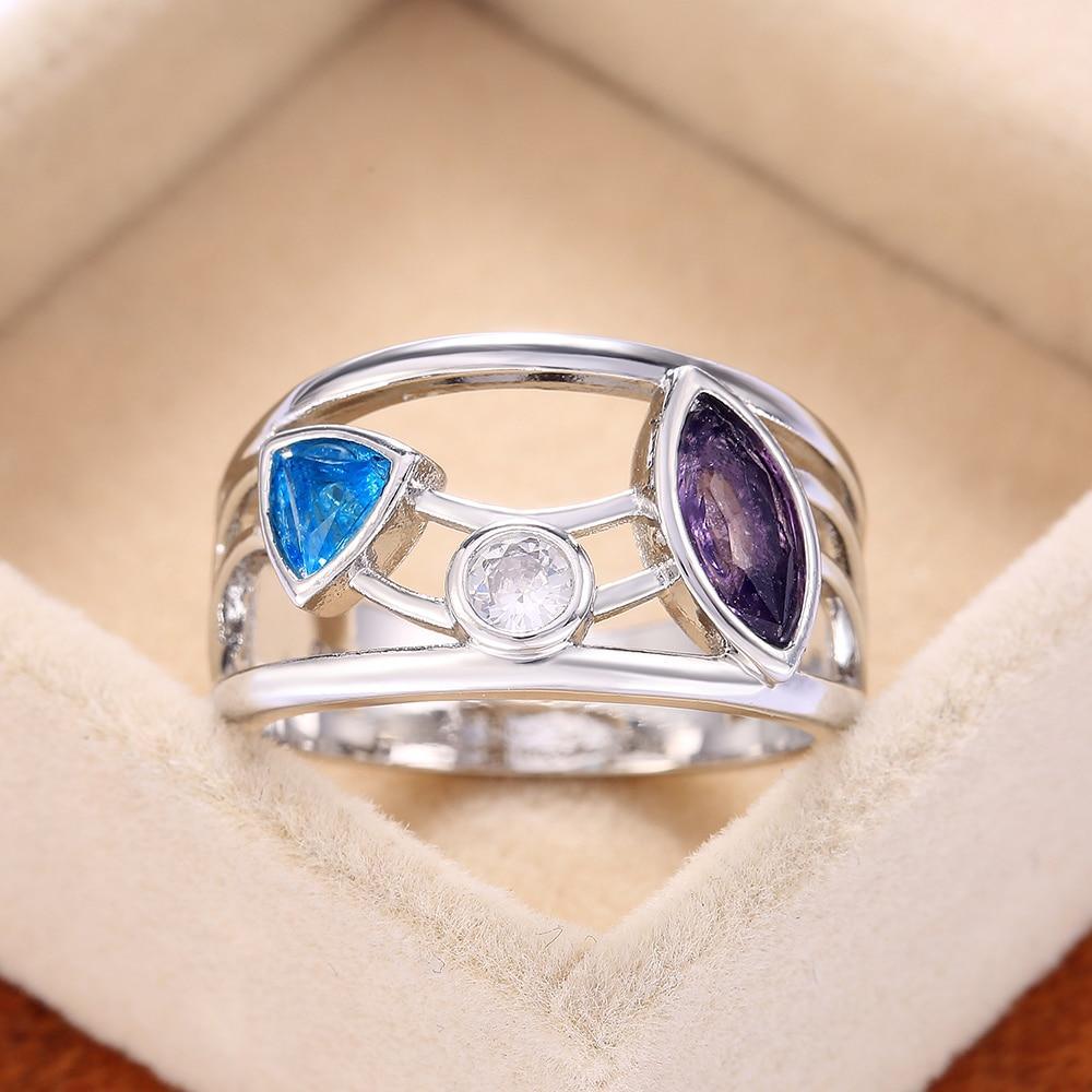 Trendy Hollow-out Colorful White/Blue/Purple AAA Zircon Crystals Fine Ring - The Jewellery Supermarket