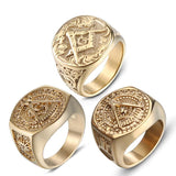 Best Gifts - Gold Colour Stainless Steel Masonic Rings for Men - The Jewellery Supermarket