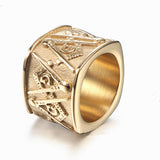 Great Gifts - Square Stainless Steel Masonic Ring For Men - The Jewellery Supermarket
