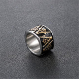 Great Gifts - Square Stainless Steel Masonic Ring For Men - The Jewellery Supermarket