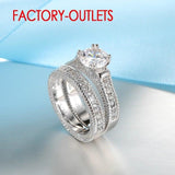 Romantic Silver Colour AAA+ Cubic Zirconia Diamonds Prong Setting Wedding Ring - The Jewellery Supermarket