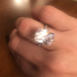 *NEW* Handmade Sterling silver Flower cut 6ct High Quality AAAA Cubic Zirconia Diamonds Ring - The Jewellery Supermarket