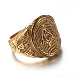 Vintage Style Gold Colour Titanium Stainless steel Masonic ring - The Jewellery Supermarket
