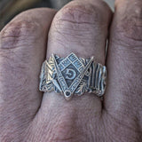 Stainless Steel Masonic Symbol Freemason Ring - The Jewellery Supermarket