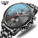 Great Gifts for Men - Luxury Top Brand Military Style Black Quartz Waterproof Chronograph Watches