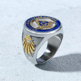 New Vintage Alloy Gold Letter Symbol Masonic Totem Ring for Men - The Jewellery Supermarket