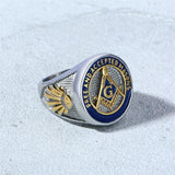 New Vintage Alloy Gold Letter Symbol Masonic Totem Ring for Men - The Jewellery Supermarket