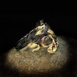 Luxury Retro Ethnic Leaves Winding Irregular Black Translucent AAA+ CZ Crystal Ring - The Jewellery Supermarket