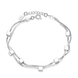 Best Gift Ideas - Square Box Star Double Chain Adjustable Bracelet Anklet For Women - The Jewellery Supermarket
