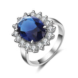 Superb Flower shaped Oval Lab Sapphire Rings