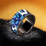 New - Handmade Enamel 925 Silver Classic Epoxy Enamel Blue Flower Ladies Ring - The Jewellery Supermarket