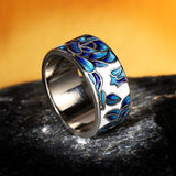 New - Handmade Enamel 925 Silver Classic Epoxy Enamel Blue Flower Ladies Ring - The Jewellery Supermarket