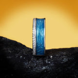 Silver Blue Handmade Enamel Sparkling AAA+ Cubic Zirconia Diamonds Fashion Ring - The Jewellery Supermarket