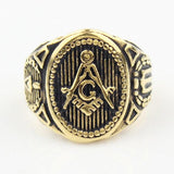 New Men's Freemason Gold Tone Free Mason 316L Stainless Steel Masonic Ring