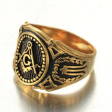 New Arrival Gold Tone 316L Stainless Steel Masonic Ring - The Jewellery Supermarket