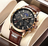 Great Gifts for Men - Top Brand Leather strap Quartz Sports Waterproof Luxury Watch
