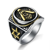 Stainless Steel Masonic Black Plating Mason Signet Rings For Men - The Jewellery Supermarket