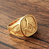 Cool Men's Gold Free Masonic 316L Stainless Steel Ring - The Jewellery Supermarket