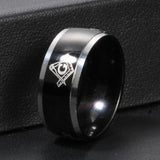 Brand Titanium Steel Carbide Masonic Black Men Ring - The Jewellery Supermarket