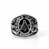 Stainless Steel Master Mason Men's Silver colour Masonic Ring - The Jewellery Supermarket