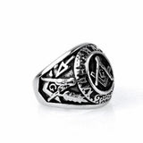 Stainless Steel Master Mason Men's Silver colour Masonic Ring - The Jewellery Supermarket