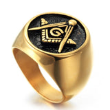 Best Offers - 316L Stainless Steel Masonic Gold Tone Ring - The Jewellery Supermarket