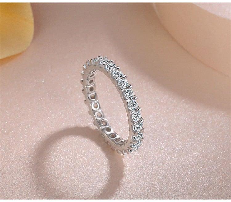 Trendy ♥︎ High Quality AAA+ Cubic Zirconia Diamonds ♥︎ White Gold Colour Eternity Ring - The Jewellery Supermarket