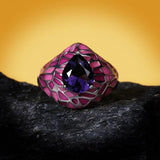 New - Handmade 925 Silver AAA+ Dark Blue Big Zircon Pink Epoxy Irregular Creative Exquisite Ring - The Jewellery Supermarket