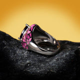 New - Handmade 925 Silver AAA+ Dark Blue Big Zircon Pink Epoxy Irregular Creative Exquisite Ring - The Jewellery Supermarket