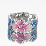 New - Handmade Pink Blue Enamel Butterfly Vintage 925 Silver Ring - The Jewellery Supermarket