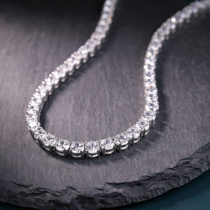 Wonderful Tennis Style 3/4/5/6mm Lab Simulated Diamond White Gold filled Necklace - The Jewellery Supermarket
