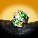 Fine Jewelry New and Unique Green Leaf Exquisite Handmade Enamel AAA+ Zircon Ring - The Jewellery Supermarket