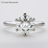 Classic 0.5-3.0ct Round Brilliant Cut D-E Color Certified Moissanite Diamond Silver Ring - The Jewellery Supermarket